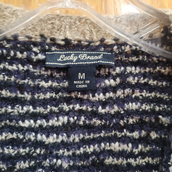 Lucky Brand Long Blue/Grey Open Cotton/Wool Blend Cardigan Size Medium EUC - Picture 4 of 7